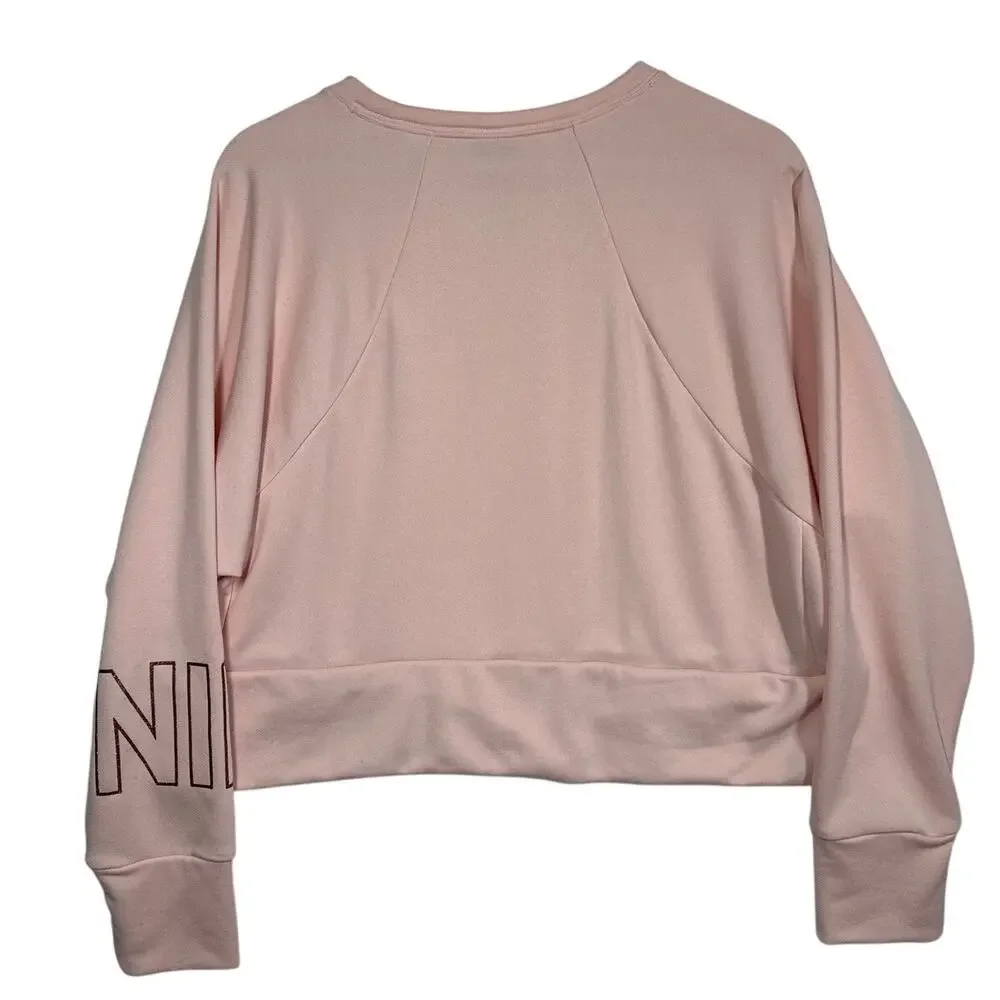 Nike Women's Center Swoosh Crop Crew Neck Sweatshirt Long Sleeves Pink Size M